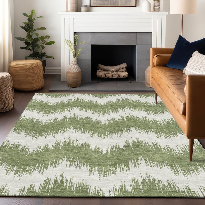 Machine Washable Indoor/ Outdoor Chantille Modern Chevron Rug