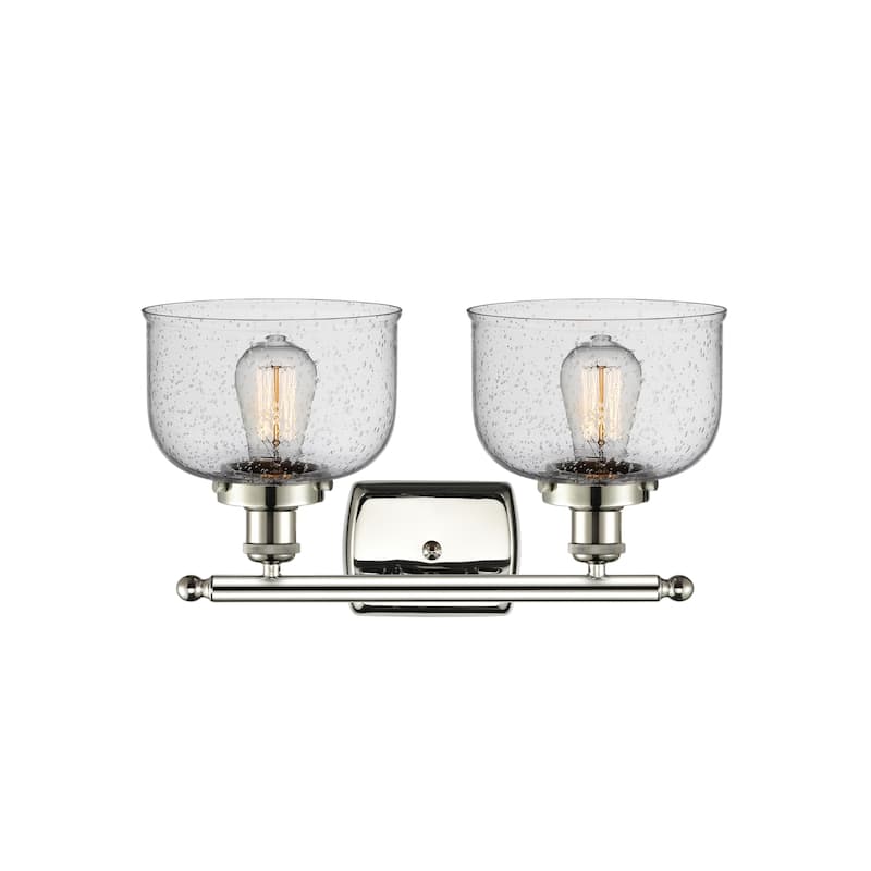 Innovations Lighting 916-2W-13-18 Bell Vanity Bell 2 Light 18" Wide - Polished Nickel / Seedy