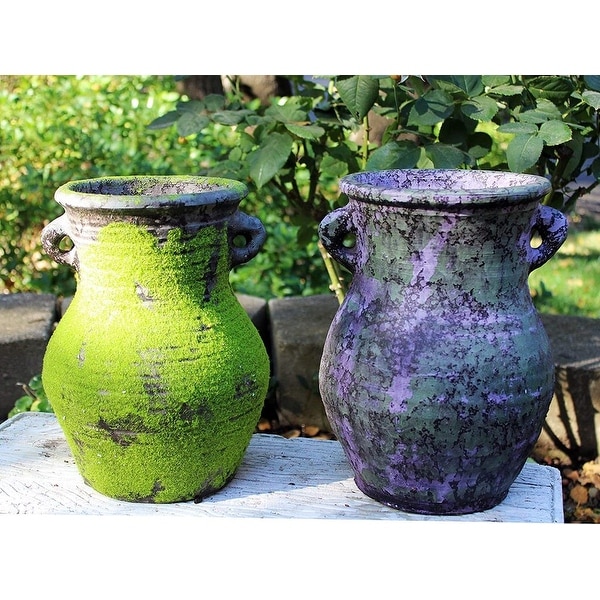 Large Old World Distressed Ceramic Vase or Planter. Opens flyout.