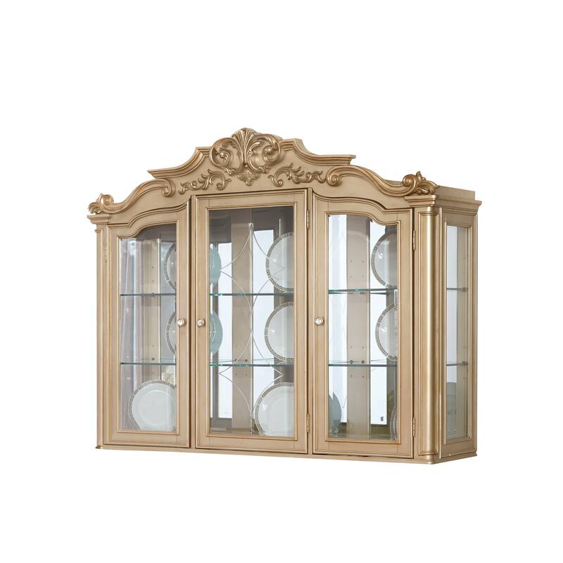 Miranda Collection Gold Finish Pedestal Dining Set