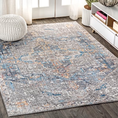Maras Vintage Medallion Gray/Mustard/Turquoise Area Rug