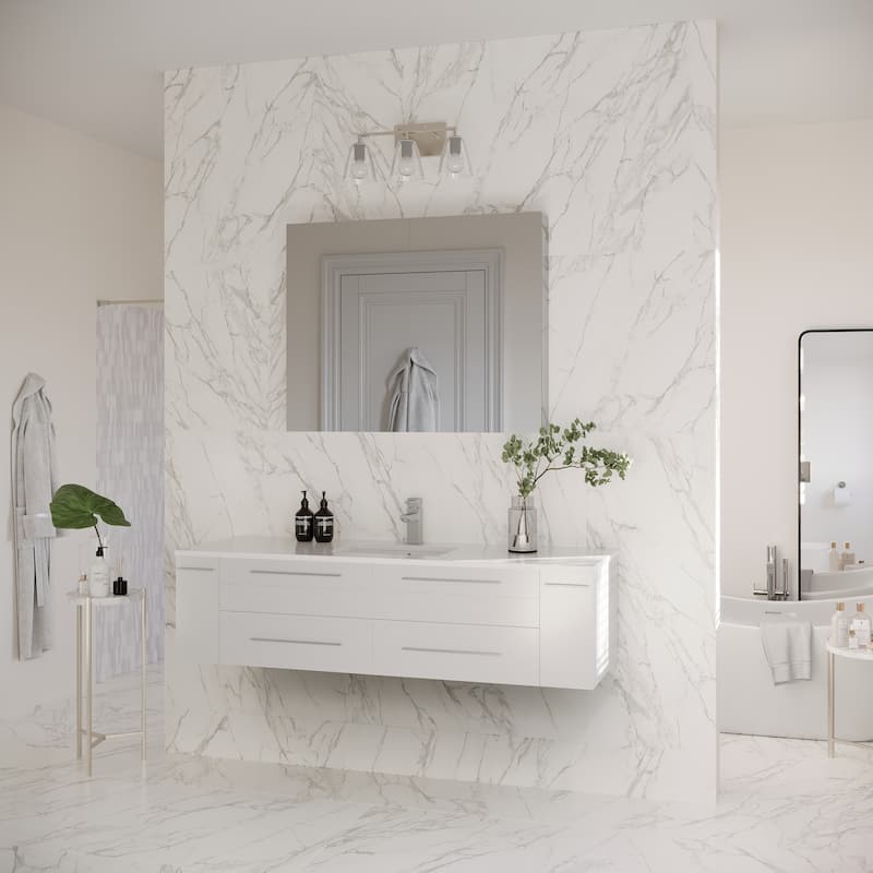 Fresca Lucera 60" Wall Mounted Single Basin Vanity Set with Cabinet,