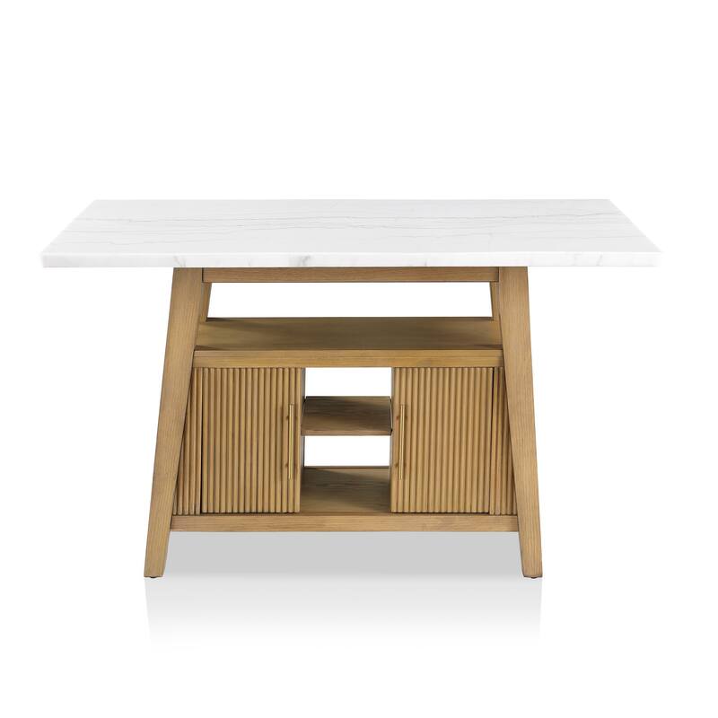 Furniture of America Nayel Modern 5-Piece Genuine Marble Counter Height Dining Table Set