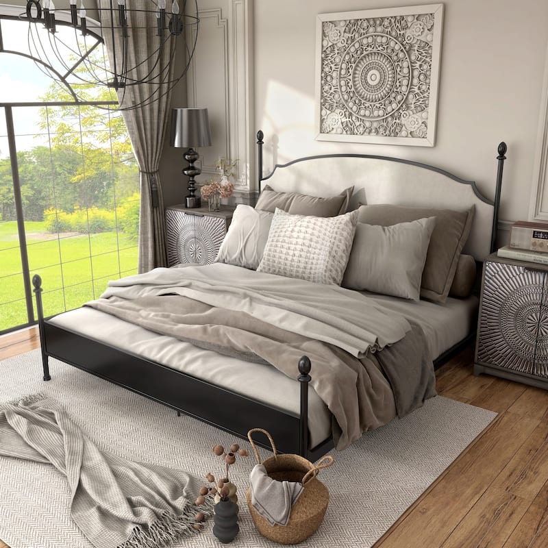 The Gray Barn Epona Modern Curved Metal Four Poster Bed