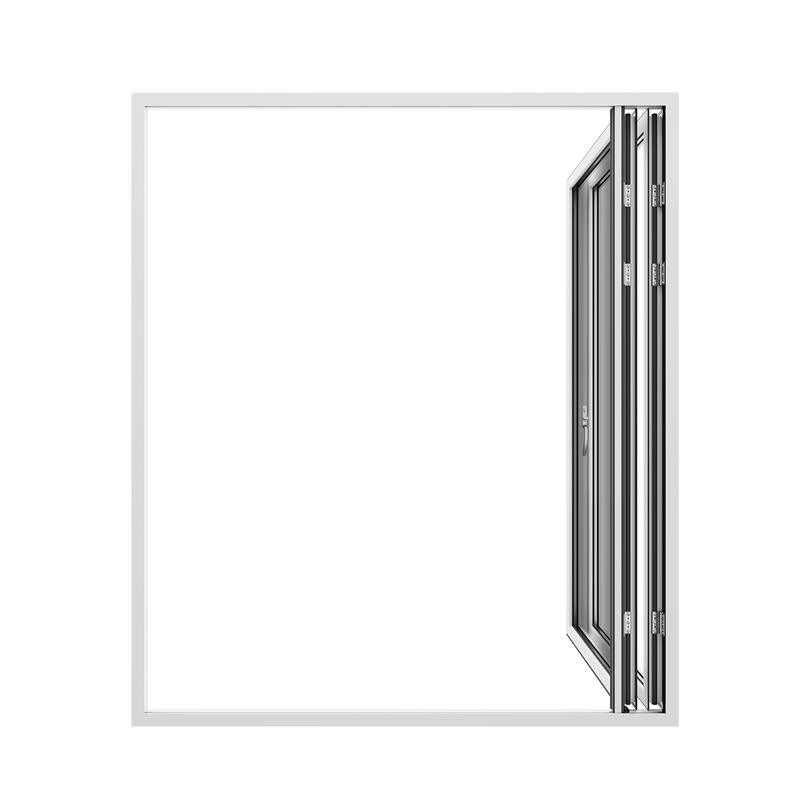 KaMic Elite-Fold 72" x 80" 2-Panel Aluminum Folding Door in White with Hidden Hinges & Rollers, Folded Out From Right To Left