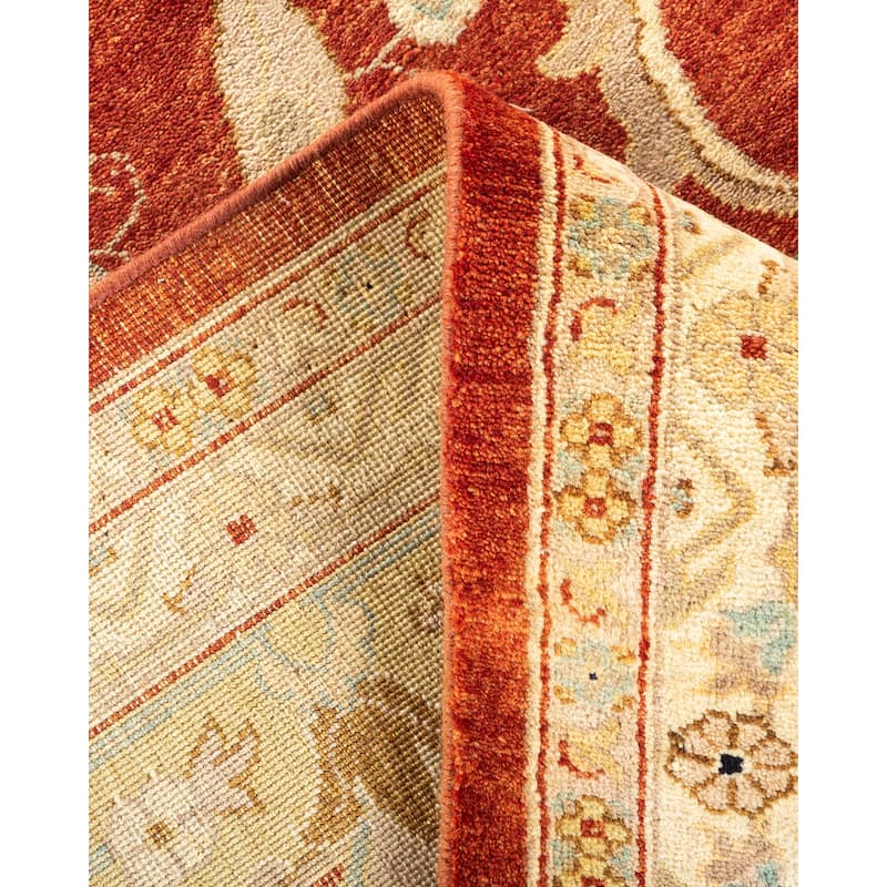 Overton Hand Knotted Wool Vintage Inspired Traditional Mogul Red Area Rug - 9' 3" x 12' 5"