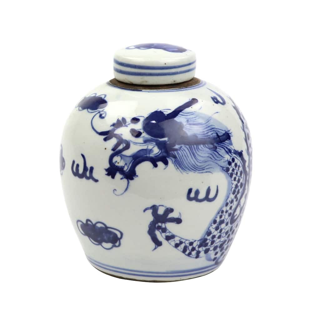 Blue And White Tiny Lid Mini Jar Dragon