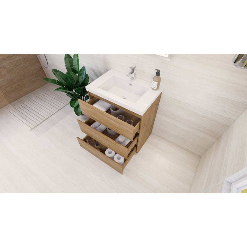 Aron 30'' Freestanding Vanity with Reinforced Acrylic Sink