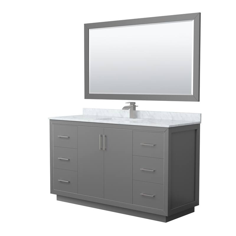 Wyndham Collection WCF1111-60S-NAT-M58 Icon 60" Free Standing Single - Dark Gray / Brushed Nickel Hardware
