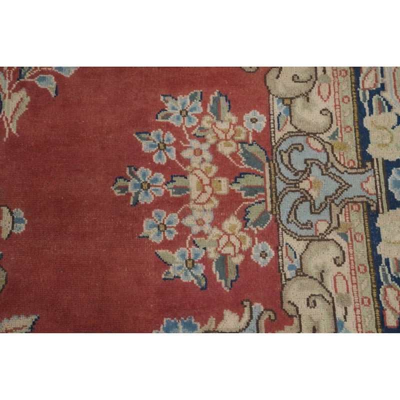 Hand Knotted Oriental 100% Wool Carpet Traditional Floral Oranges & Rust Kerman Area Rug - 13' 0'' X 9' 9''