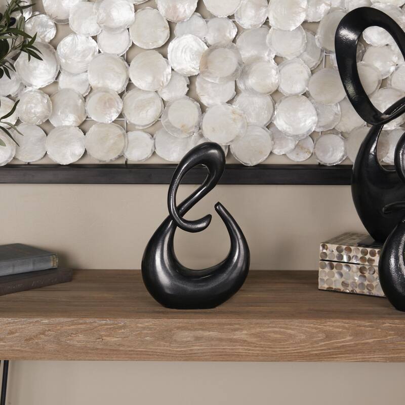 Aluminum Metal Abstract Swirl Decorative Sculpture - Gold, Dark Gray - Roche River Decor
