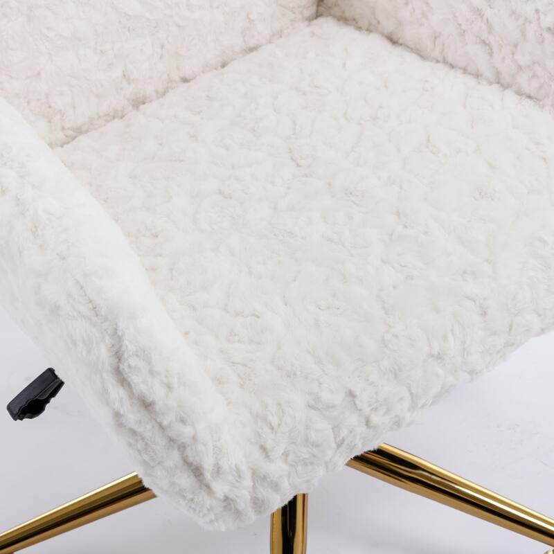 Office Chair with Golden Metal Base, Adjustable Swivel Desk Chair, Reclining Vanity Chair for Home Office or Bedroom