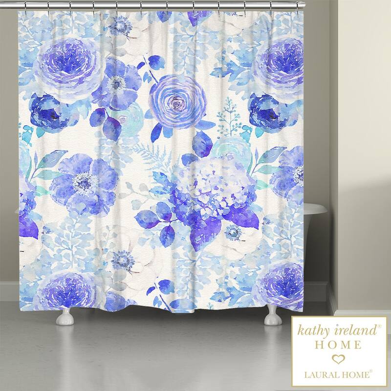 kathy ireland® HOME Blue Delft Floral Shower Curtain by Laural Home