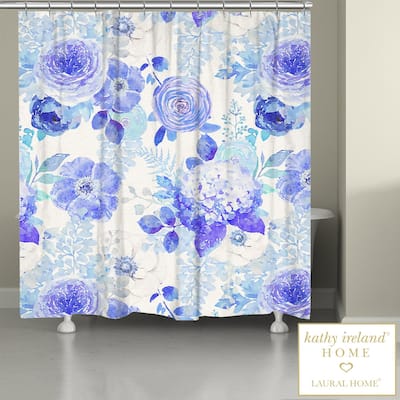 kathy ireland® HOME Blue Delft Floral Shower Curtain by Laural Home
