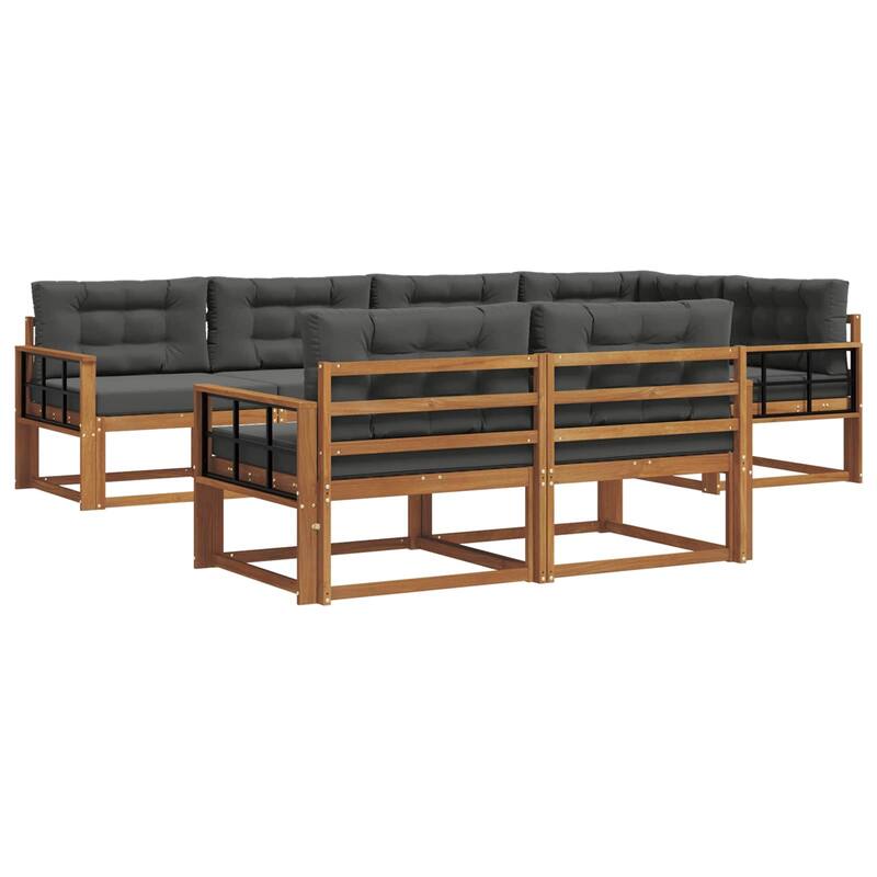 vidaXL Outdoor Sofa Set with Cushion 7 pcs Natural and Anthracite