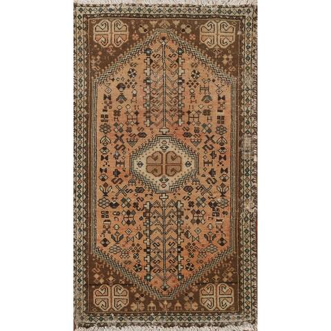 Geometric Traditional Abadeh Persian Wool Rug Handmade Foyer Carpet - 1'9" x 3'1"