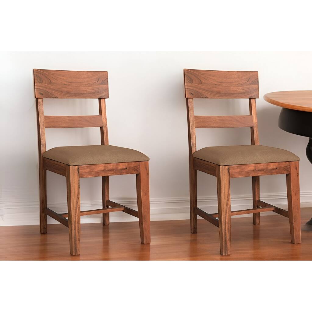 HomeRoots Set of Two Brown Upholstered Fabric Slat Back Dining Side Chairs - 18' X '36' X '18