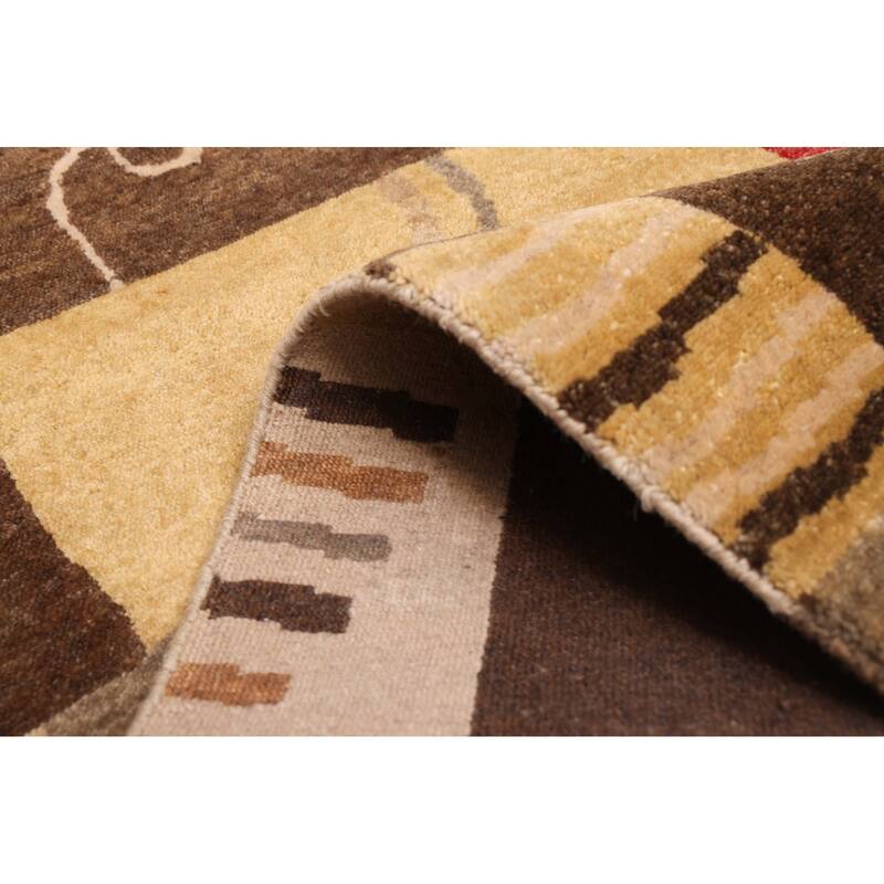 ECARPETGALLERY Hand-knotted Opulence Dark Brown Wool Rug - 2'7 x 9'11