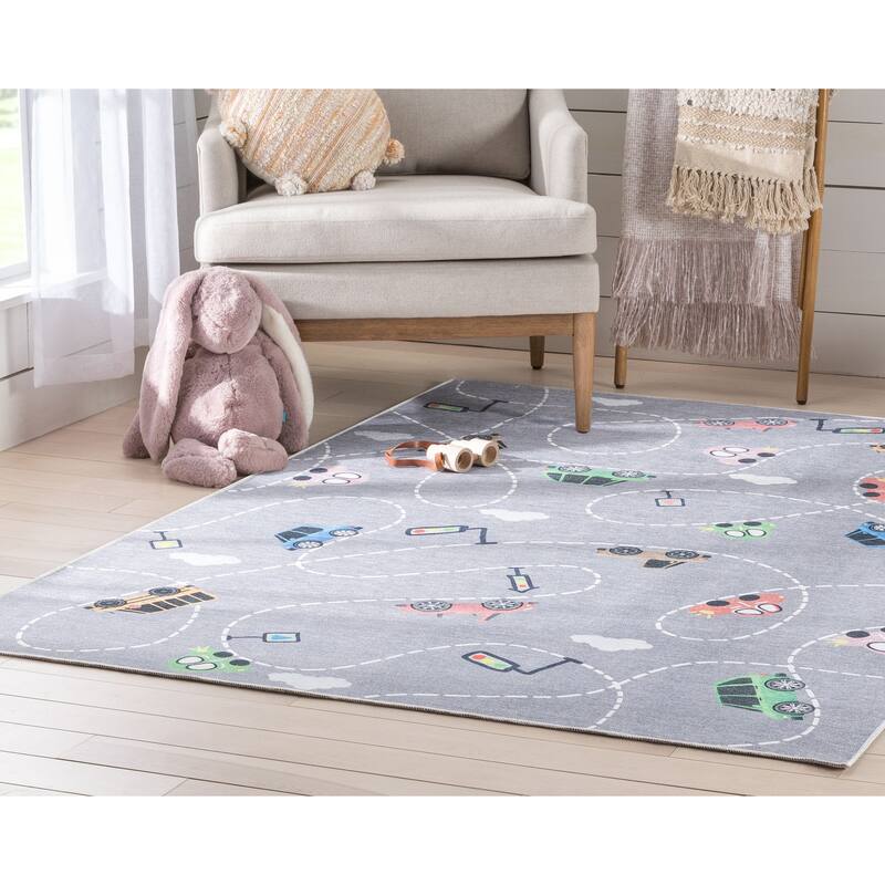Well Woven Kids Rugs Traffic Modern Machine Washable Area Rug