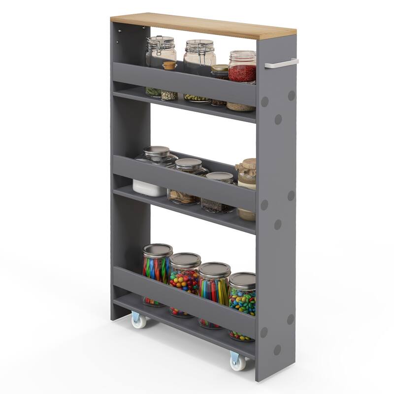 Narrow Rolling Storage Cart with Shelves for Kitchen and Bathroom