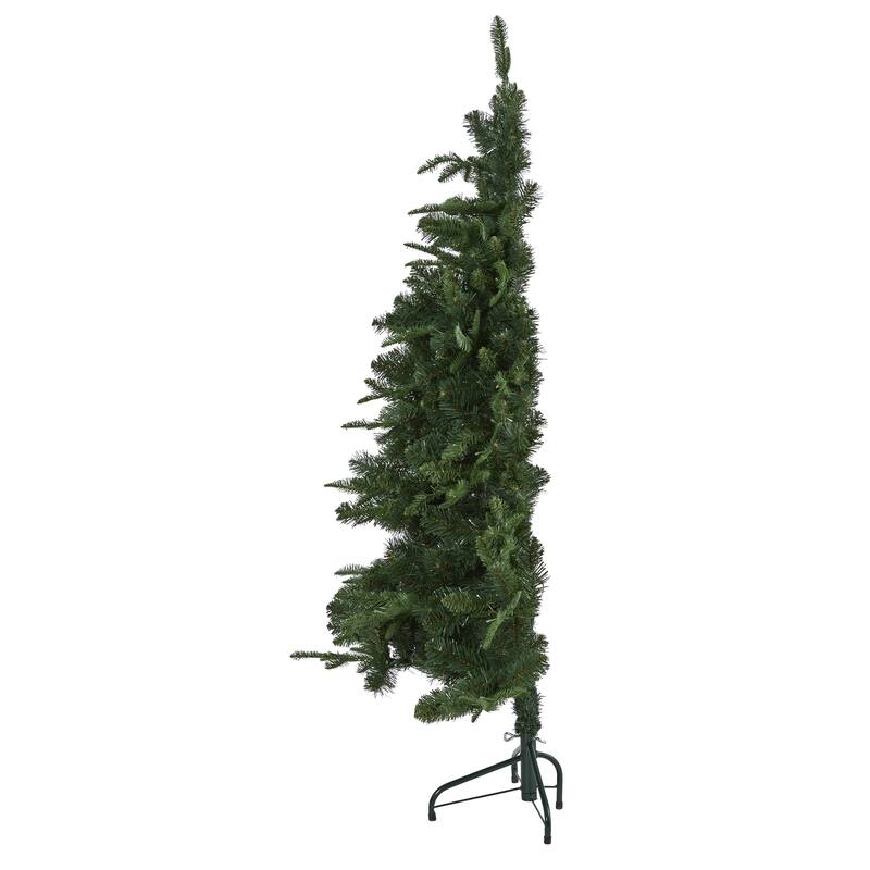 5’ Pre-Lit Grand Teton Artificial Half Wall Christmas Tree, Clear LED Lights - 5 Foot