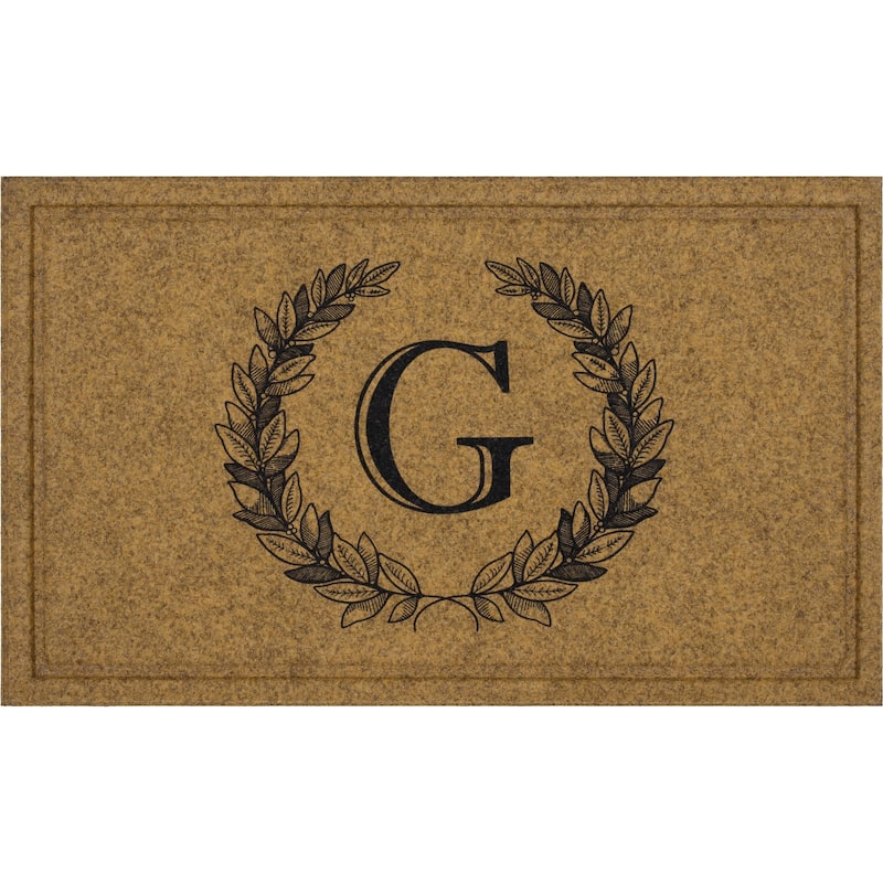 Mohawk Home Monogram Initial Faux Coir All Weather Recycled Rubber Door Mat - 1' 6" x 2' 6" - Laurel Monogram G