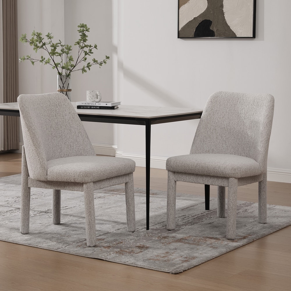 Upholstered Dining Chairs Set, Modern Dining Room Chairs Chenille Side Chairs with Curved Backrest, Armless Living Room Chair