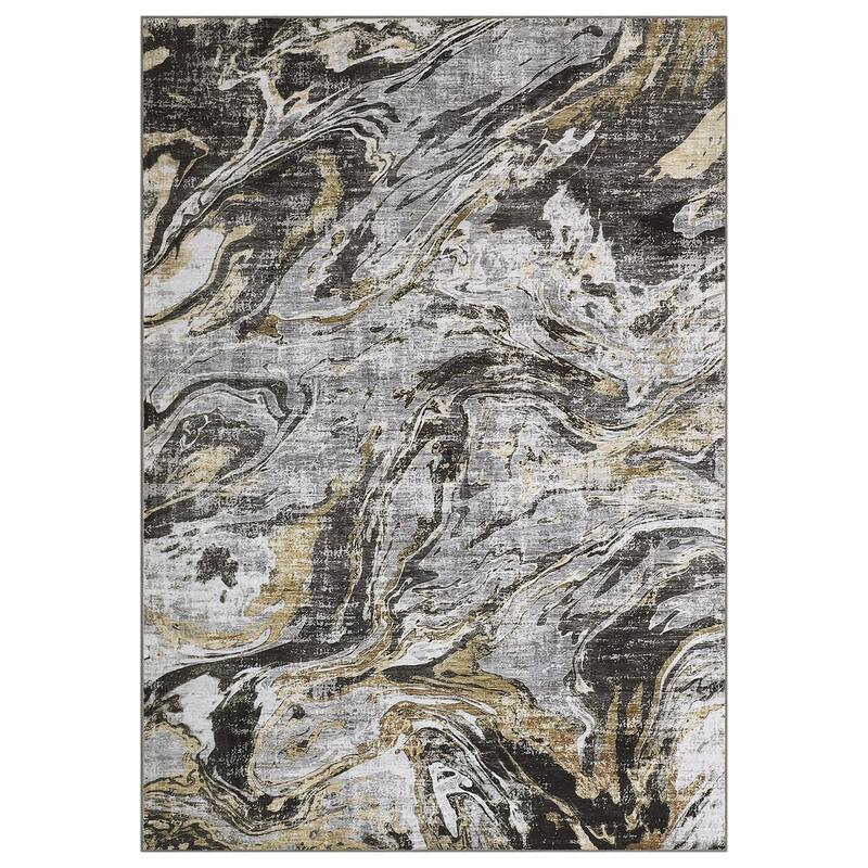 Modern Abstract Area Rug Washable Non-Slip Low Pile Rugs for Living Room Bedroom
