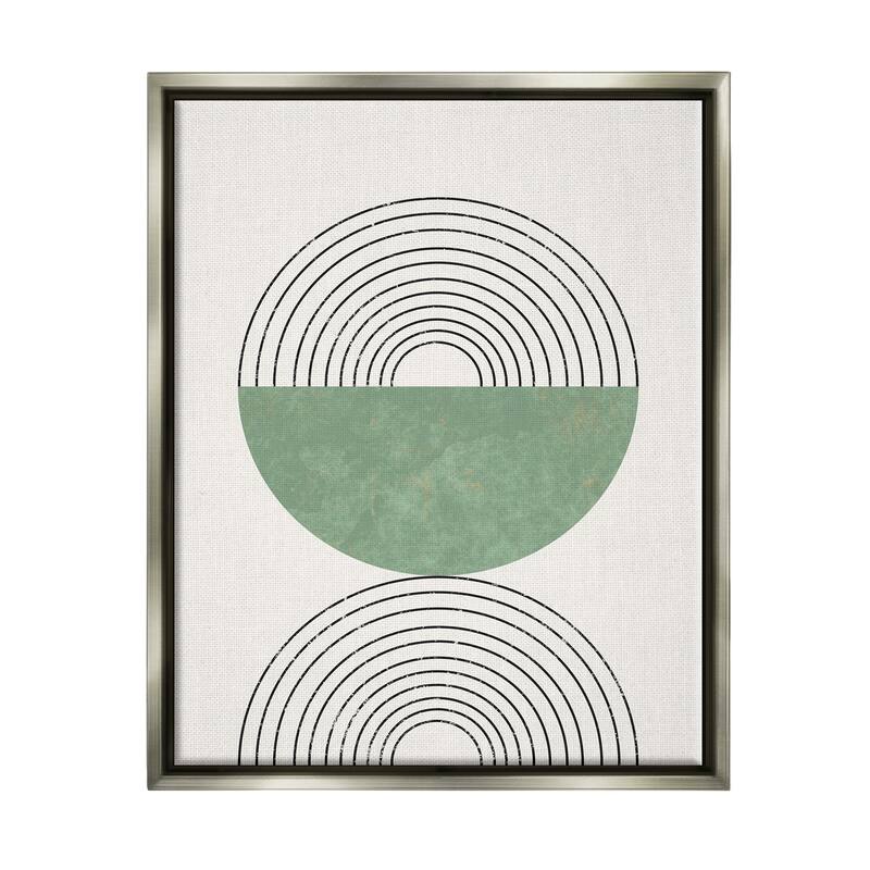 Stupell Abstract Geometric Circular Study Curved Art Deco Floater Frame - Beige - 24 x 30 - Grey