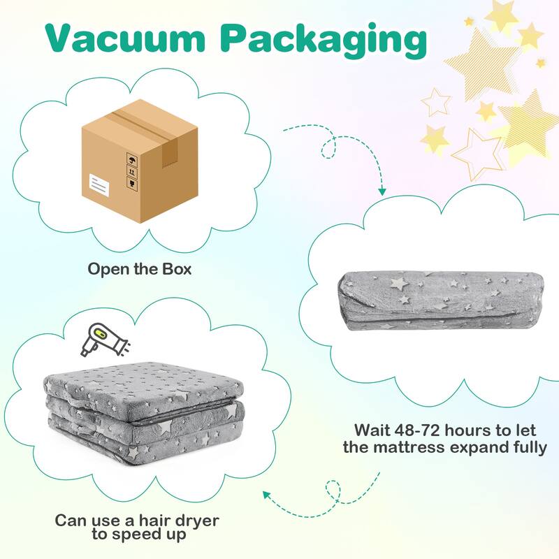 Gymax Foldable Floor Mattress for Kids Glow in the Dark Toddler Nap