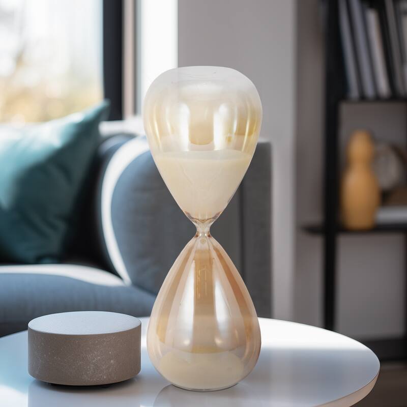 Modern Glass Hourglass Sculpture - Home Decor