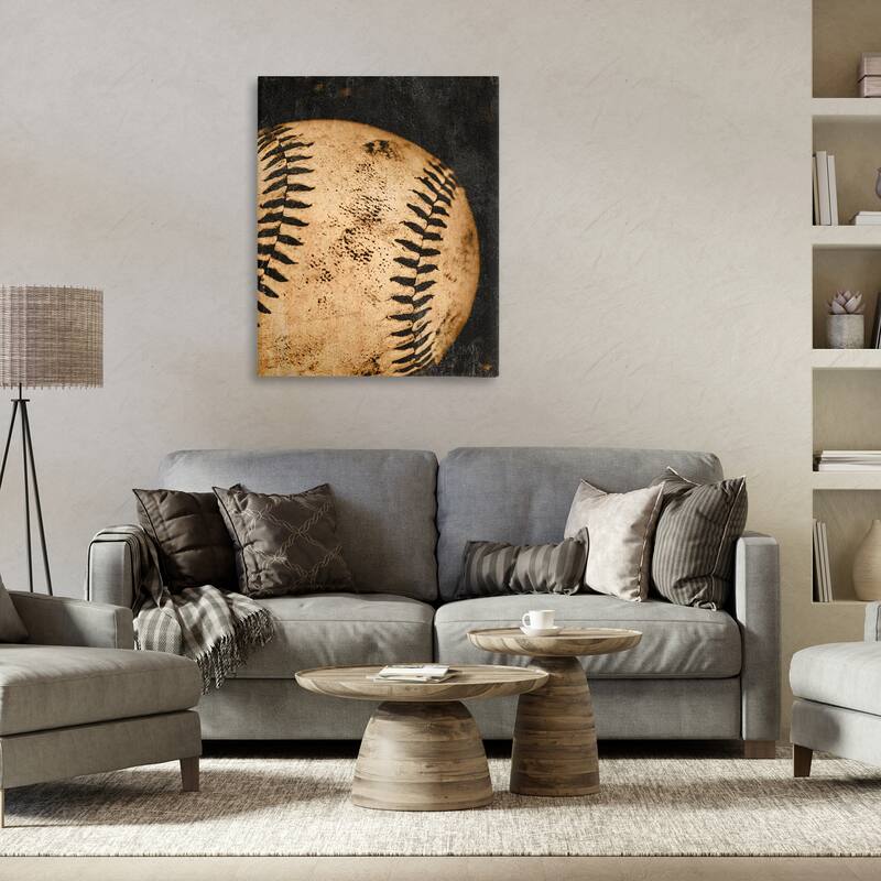 Stupell Vintage Baseball Close Up Canvas Wall Art Design By Kim Allen