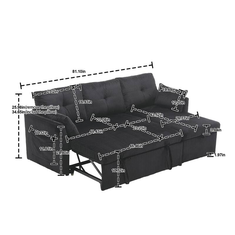 L Shaped Modular Sectional Sofa w/ Reversible Chaise and Storage Seat