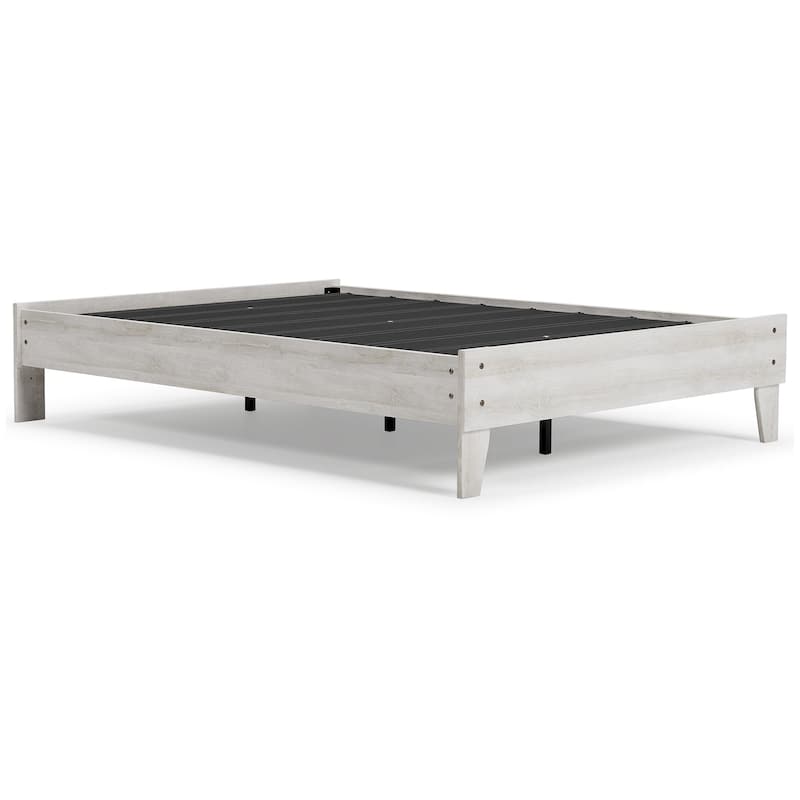 Signature Design by Ashley Shawburn Whitewash Platform Bed with 2 Nightstands