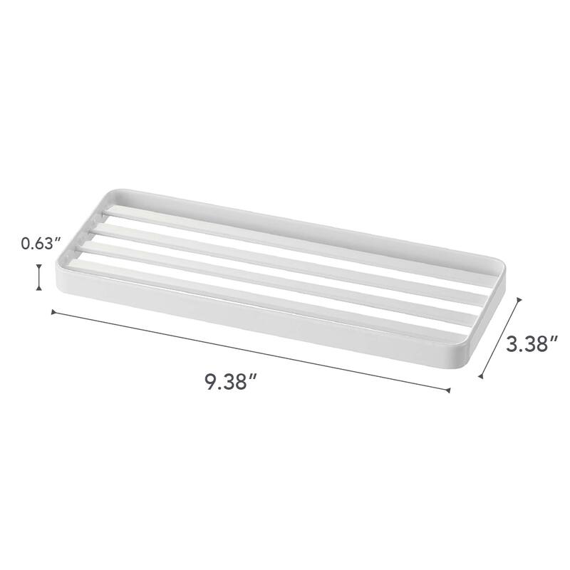 Yamazaki Home Slotted Bathroom Tray, Steel - L 3.54 x W 9.45 x H 0.59 inches