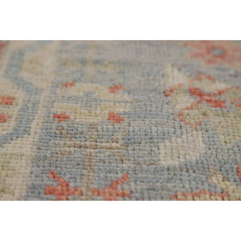 Hand Knotted Oriental 100% Wool Carpet Transitional All-Over Beige & Ivories Oushak Area Rug - 8' 11'' X 6' 0''