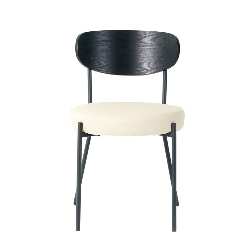 Modern Kitchen Dining Chair with Back and Metal Legs(Set of 2)