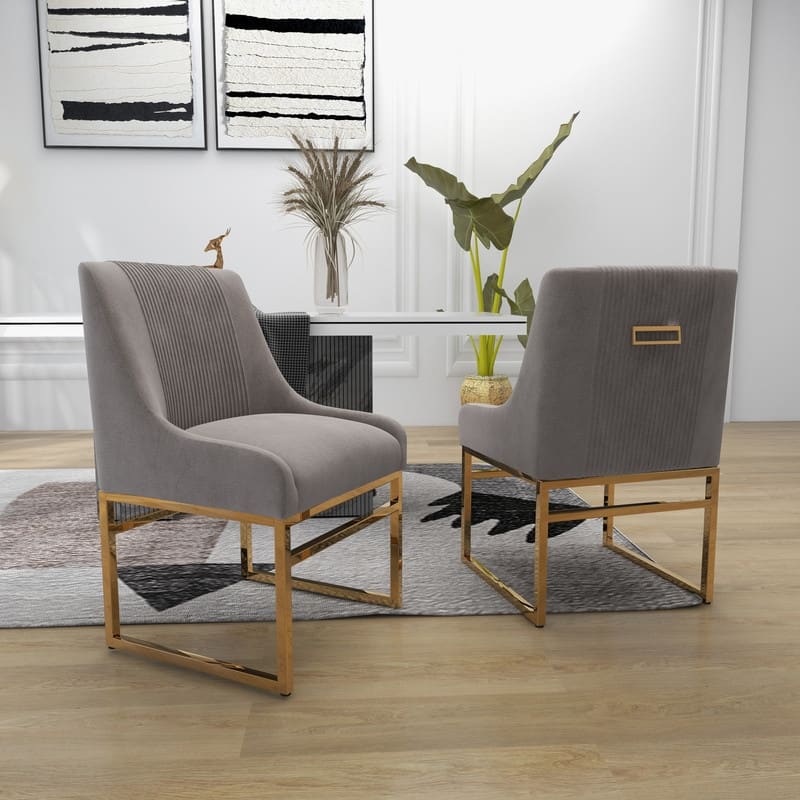 SEYNAR Contempoary Velvet Dining Chair with Metal Frame Legs, set of 8