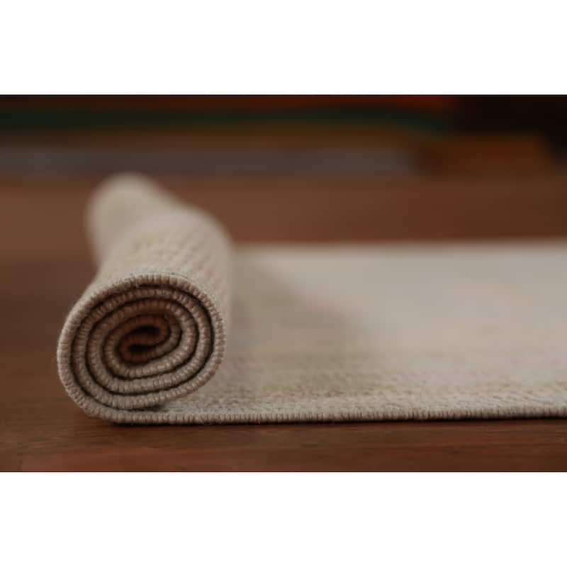 Hand Knotted Oriental 100% Wool Carpet Transitional Geometric Greys & Charcoal Oushak Runner Rug - 12' 11'' X 3' 5''
