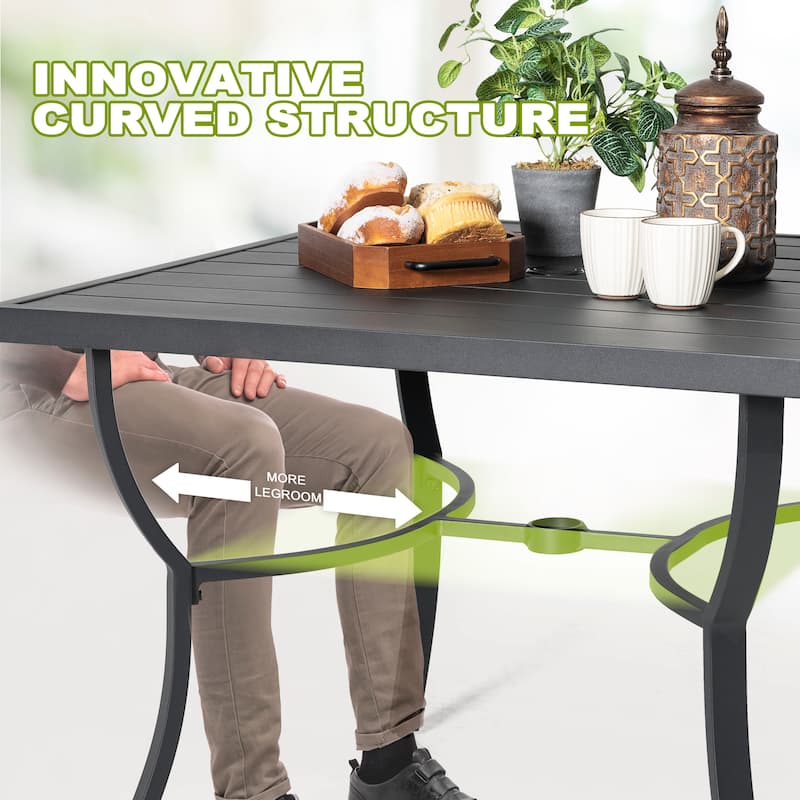 Patio 36 in. Aluminum Dining Table for 4, 1.97’’ Umbrella Hole, Black
