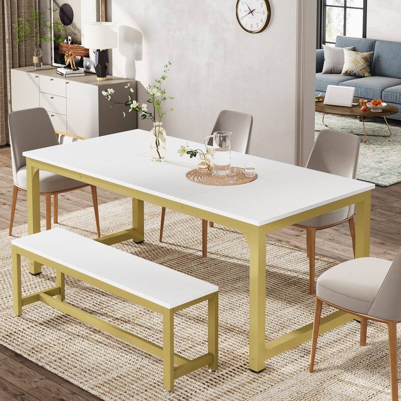 71" Modern Dining Table for 6-8, Kitchen Table for Dining Room - 70.87" L x 31.50" W x 29.53" H