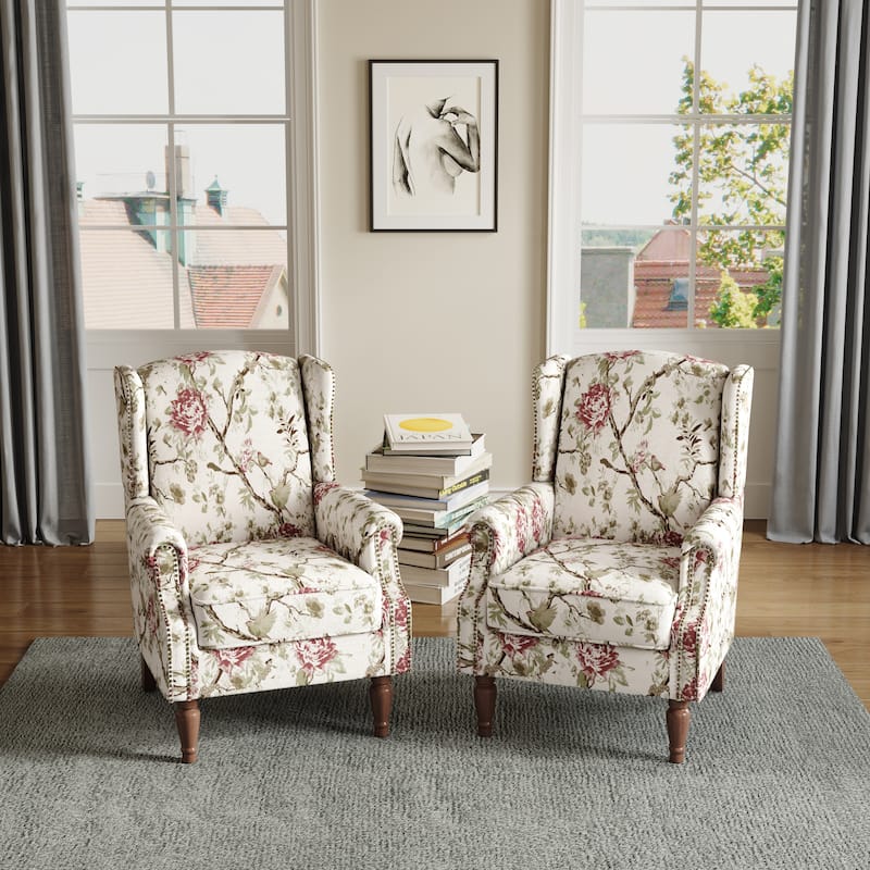 Traditional Nailhead Trim Armchair Accent Chairs Set of 2