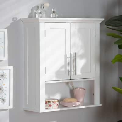 Turner Modern White Finished Wood 2-Door Bathroom Wall Storage Cabinet
