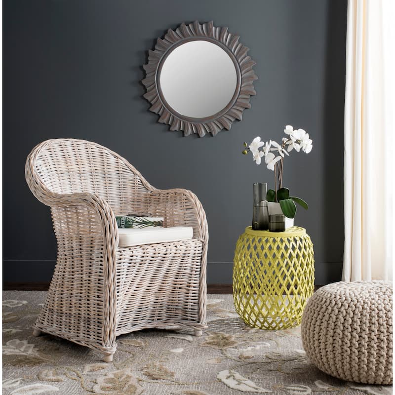 SAFAVIEH Callista White Washed Wicker Club Chair - 24" x 26" x 35"