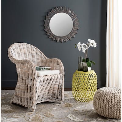 SAFAVIEH Callista White Washed Wicker Club Chair - 24" x 26" x 35"