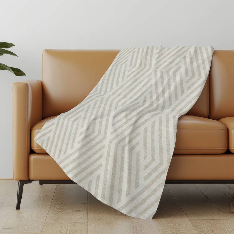 Premium Machine Washable Contemporary Geo Sherpa Throw Blanket