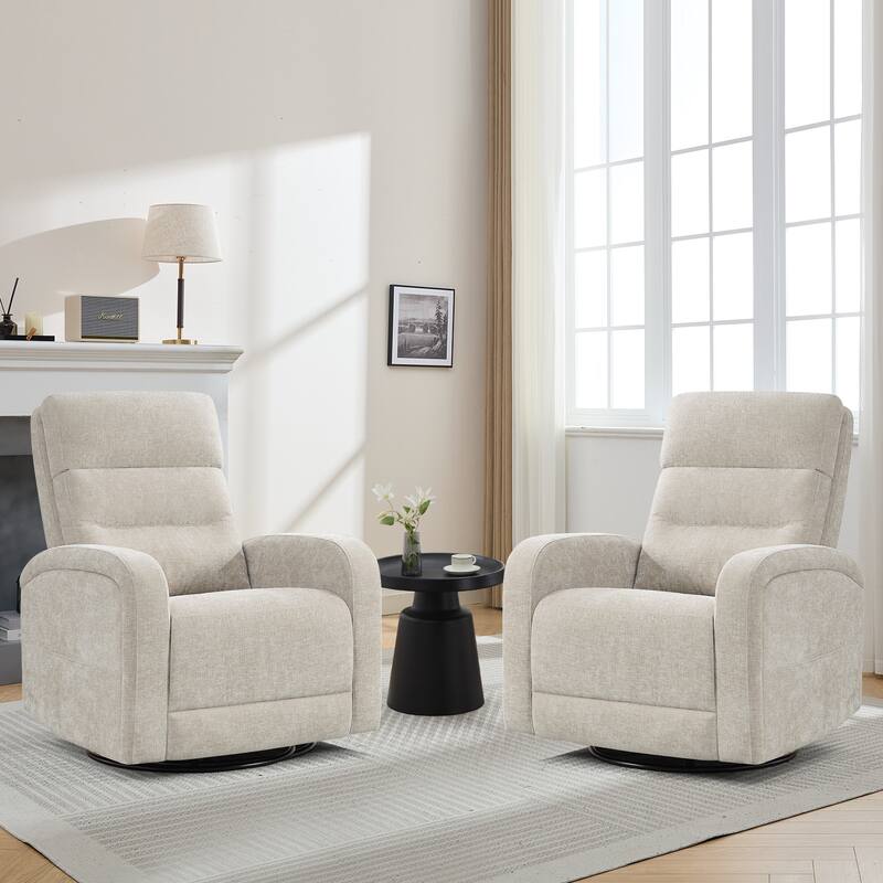Aemeios Faux Leather Swivel Glider Rocker Manual Recliner Set of 2 - Camel - Chenille