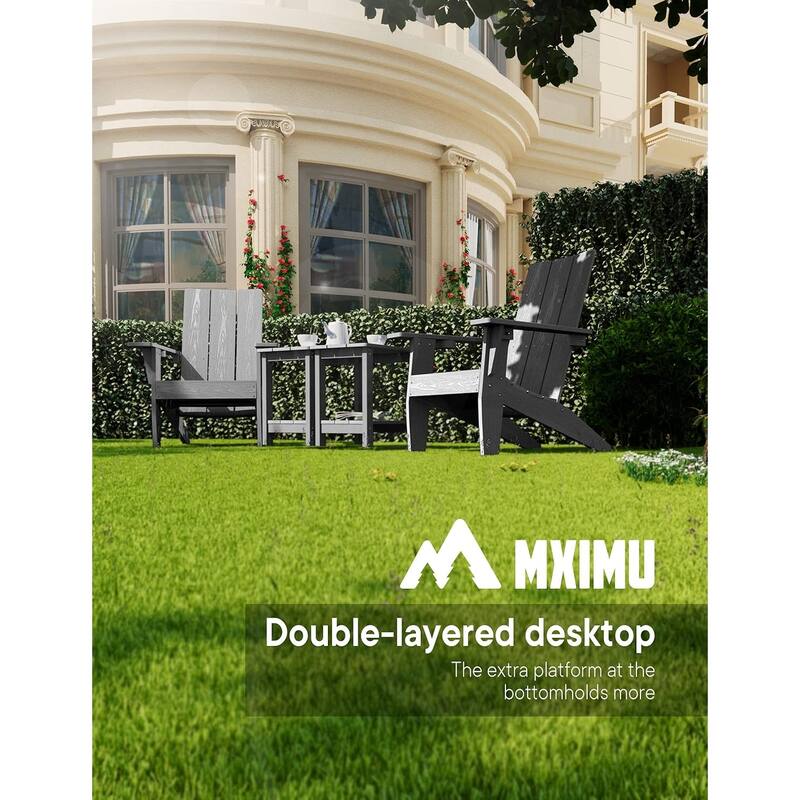 WINSOON Outside Adirondack Square Side Table, Weather Resistant Patio Table Double Layers Set Of 2