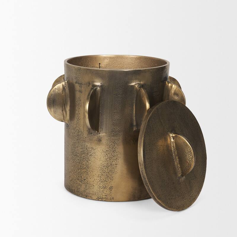 Deacon Large Matte Black Metal Canister with Sculptural Handles