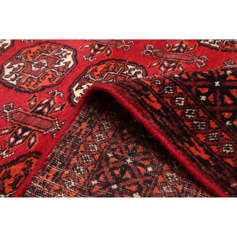 ECARPETGALLERY Hand-knotted Finest Peshawar Bokhara Red Wool Rug - 4'3 x 6'1